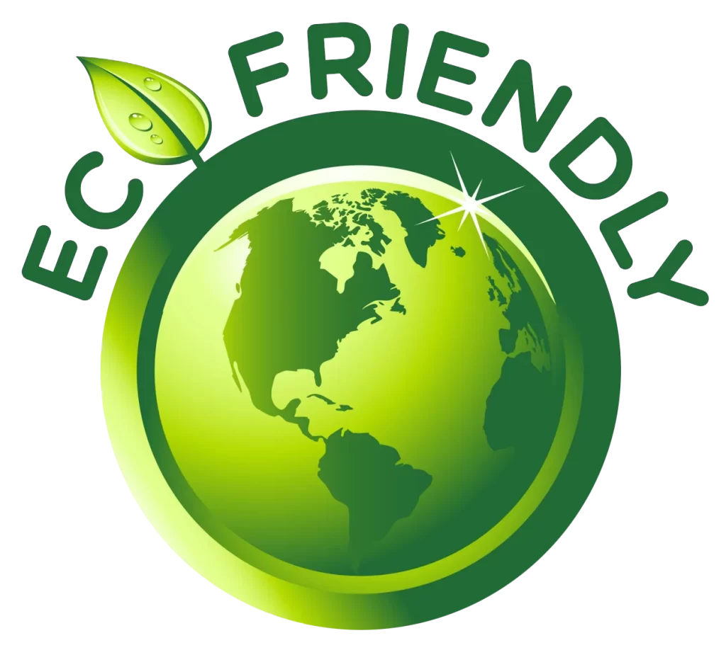 Eco-friendly badge with a green Earth, highlighting Scale Blasters’ environmentally safe solution.