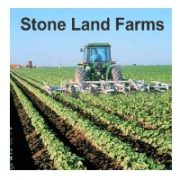Stone Land Farms logo with tractor in field, showing ScaleBlaster use in agricultural applications.